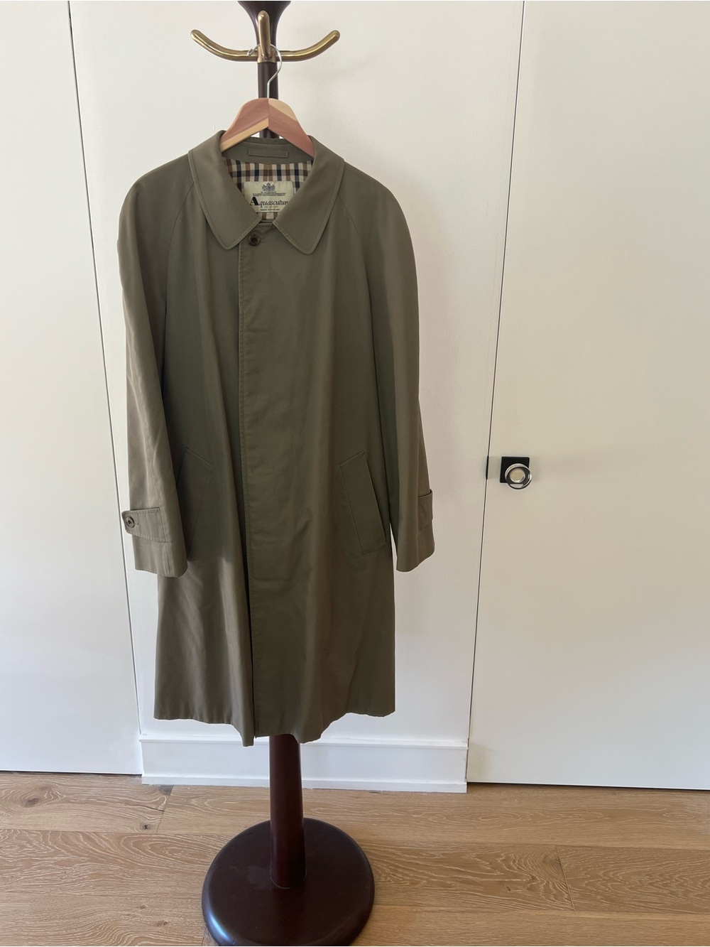 Aquascutum London Olive Trench with Classic Collar
